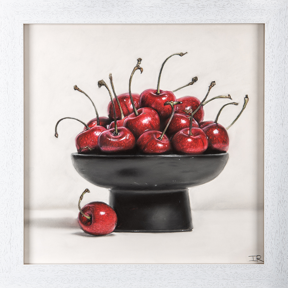 Cherries in Black Bowl